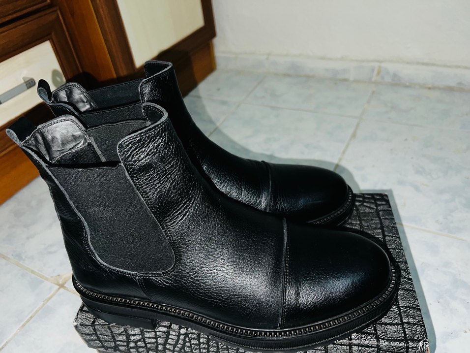 Siyah Deri Erkek Biker Botları - Görsel 5