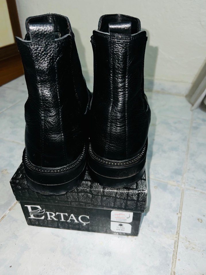 Siyah Deri Erkek Biker Botları - Görsel 3