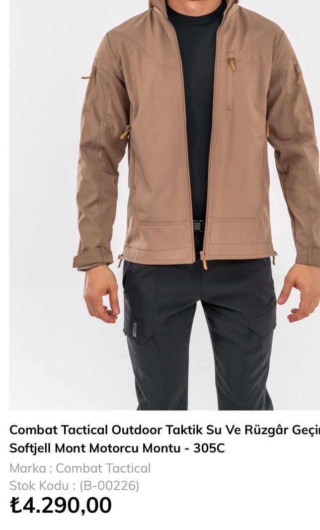 Bej Kapüşonlu Fermuarlı Erkek Ceket. COMBAT MARKA - Görsel 5