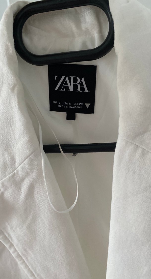 Beyaz Keten Kısa Kollu Kadın Blazer - Görsel 4