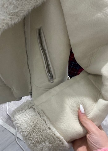 Bej Süet Kürklü Kadın Ceket - Görsel 4