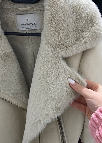 Bej Süet Kürklü Kadın Ceket - Görsel 3