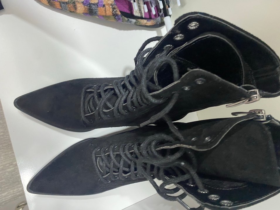 Siyah Süet Gotik Stiletto Topuklu Bot - Görsel 2