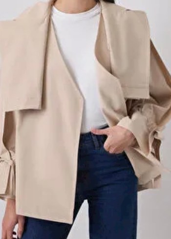 Bej Midi Kadın Trençkot - HENZA - Görsel 2