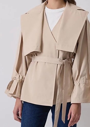 Bej Midi Kadın Trençkot - HENZA - Görsel 3