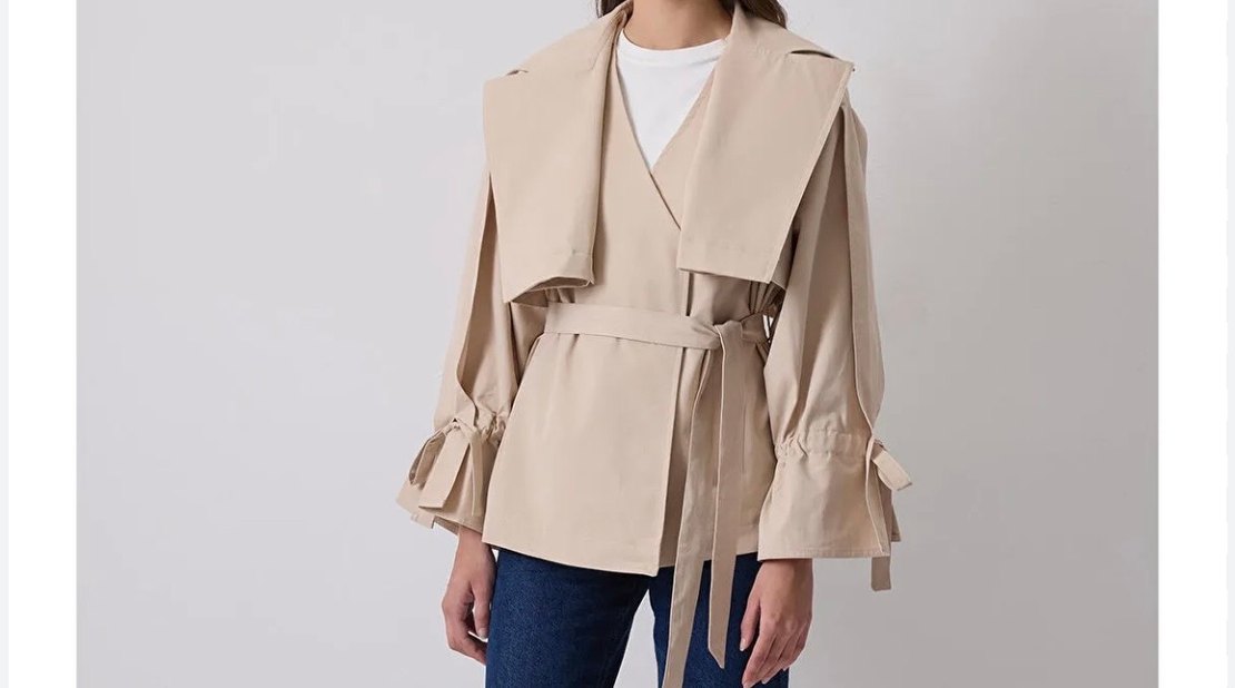 Bej Midi Kadın Trençkot - HENZA - Görsel 3