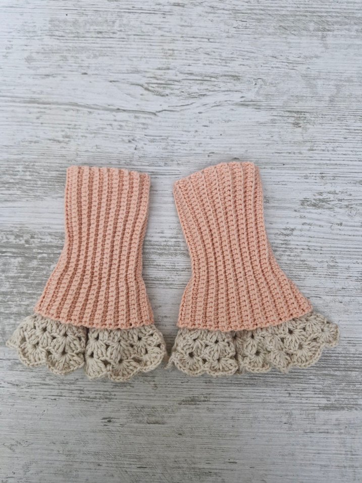 Bej Örgü Bohem Kadın Eldivenleri - Görsel 2