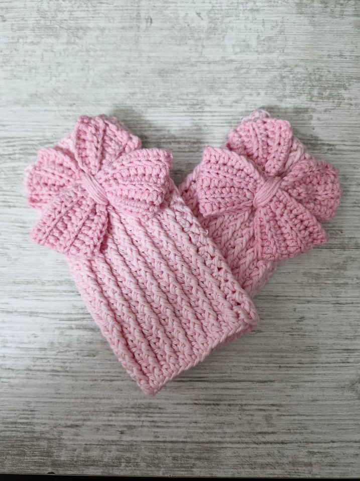 Pembe Örgü Fiyonk Detaylı Kadın Eldiveni - Görsel 2