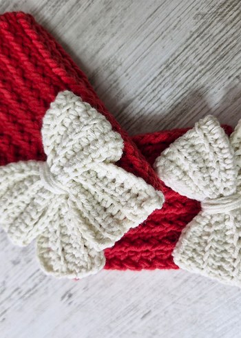 Kırmızı Örgü Kadın Eldivenleri - Görsel 2