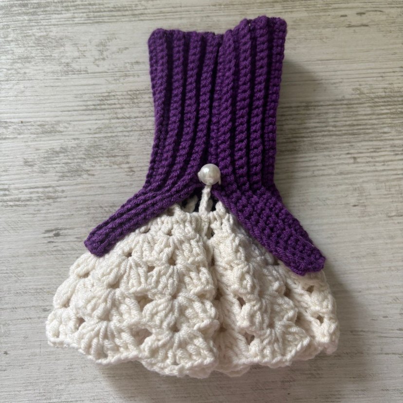 Mor ve Beyaz Örgü Bohem Kadın Eldiveni - Görsel 2