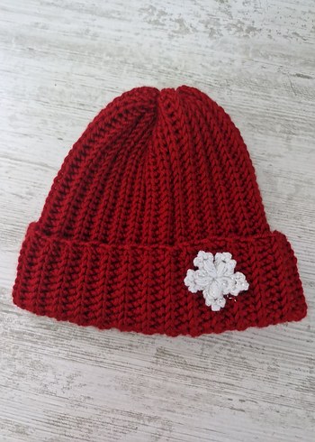 Kırmızı Nakışlı Çocuk ve Kadın Bere ve Eldiven Seti - Görsel 2