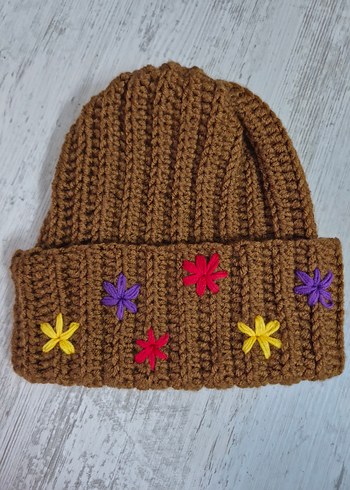 Renkli Nakışlı Bohem Kadın ve Çocuk,Bere ve Atkı Seti - Görsel 2