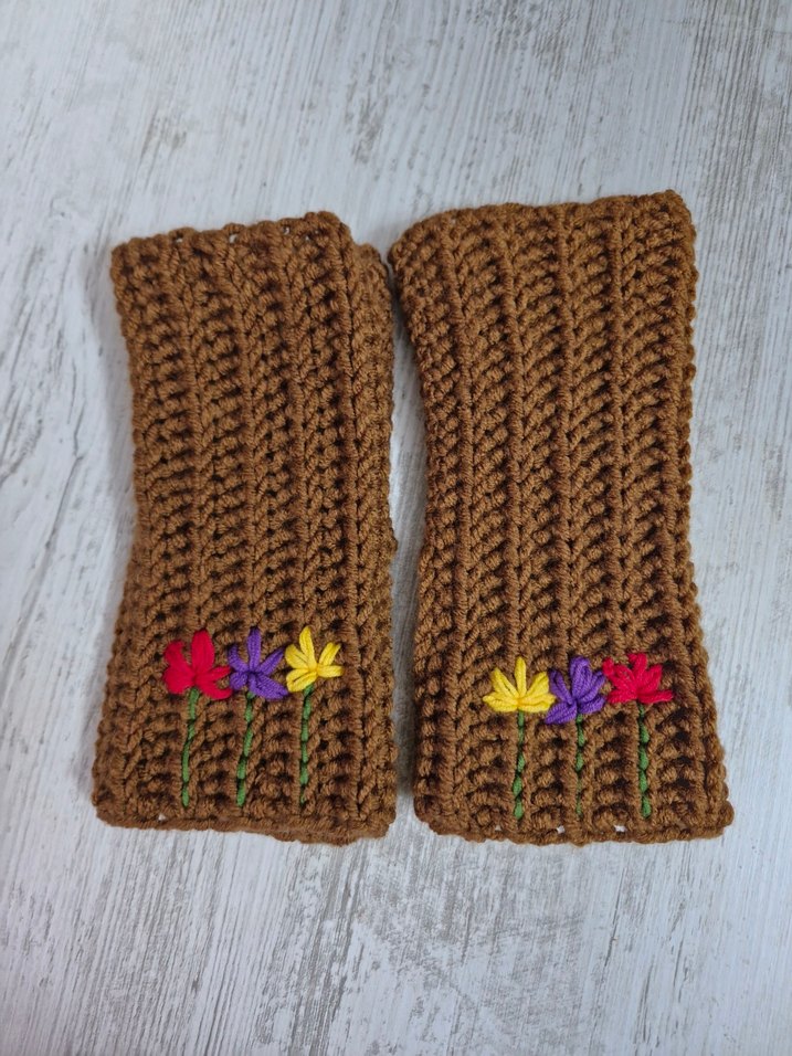 Renkli Nakışlı Bohem Kadın ve Çocuk,Bere ve Atkı Seti - Görsel 3