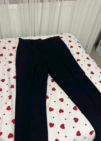 Düğmeli siyah Kadın Kumaş Pantolon - Görsel 3