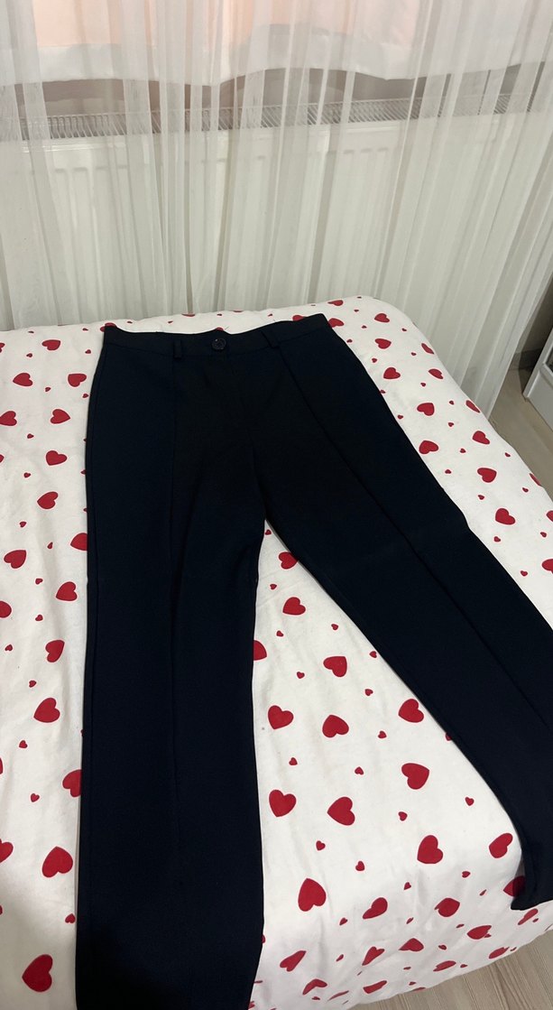 Düğmeli siyah Kadın Kumaş Pantolon - Görsel 3