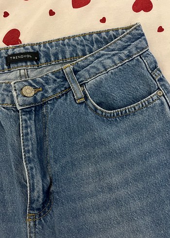 trendyolmilla Düğmeli Mavi Bol Kesim Kot Pantolon - Görsel 3