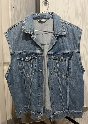 Düğmeli Kadın Kot Yelek - Görsel 4