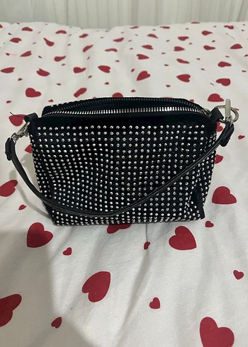 Tokalı Siyah Puantiyeli Kadın Çantası - Görsel 4