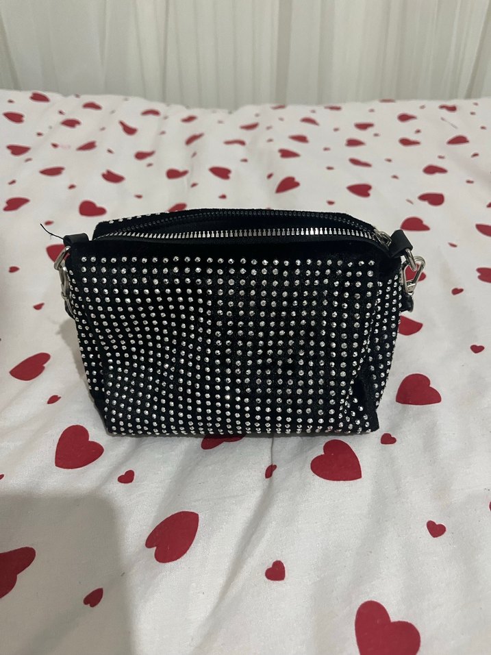 Tokalı Siyah Puantiyeli Kadın Çantası - Görsel 3