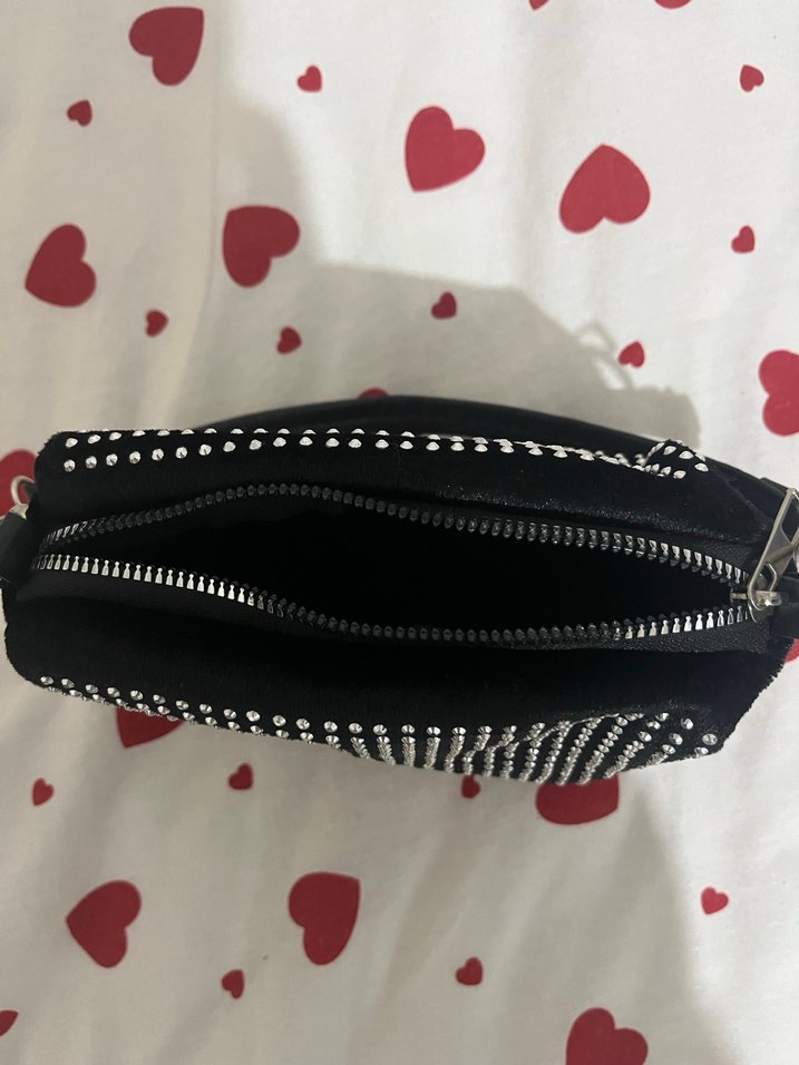 Tokalı Siyah Puantiyeli Kadın Çantası - Görsel 2