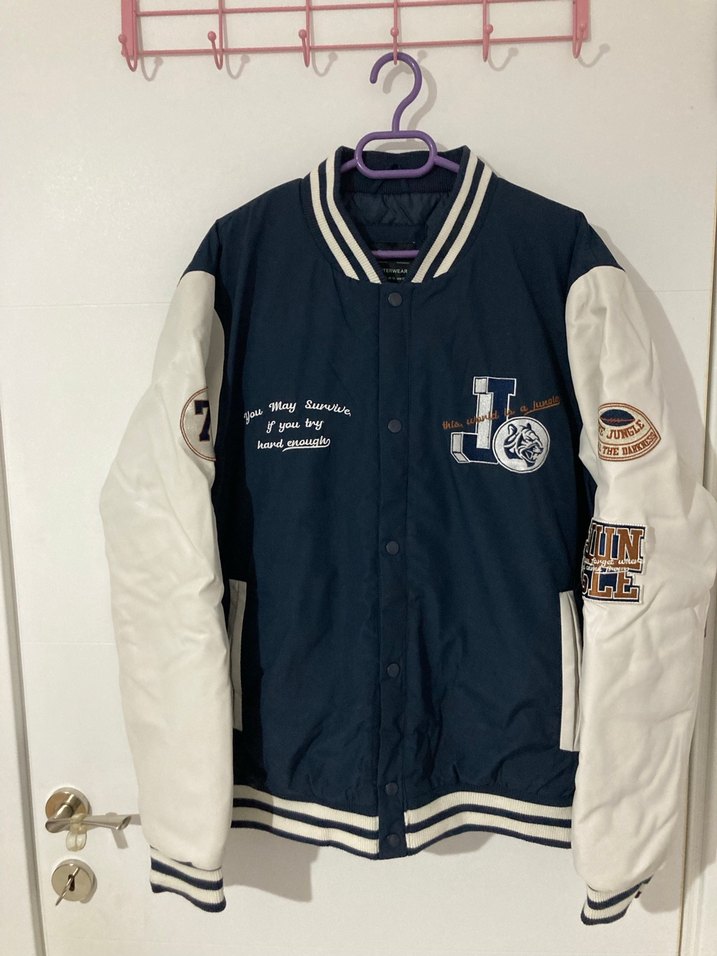 Erkek Defacto Kolları Deri Kolej Ceketi - Görsel 2