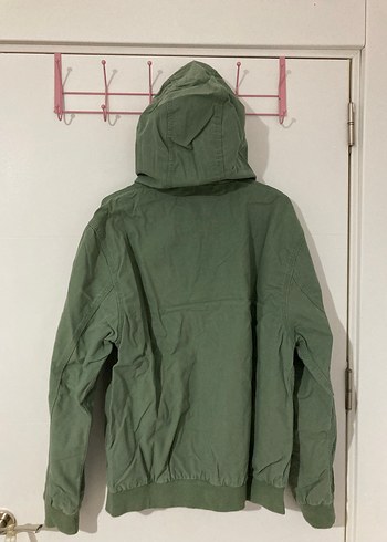 Erkek Haki Kapüşonlu Fermuarlı Ceket - Görsel 4