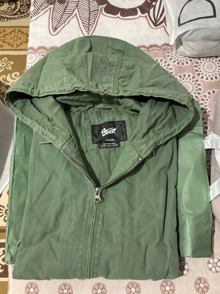 Erkek Haki Kapüşonlu Fermuarlı Ceket - Görsel 5