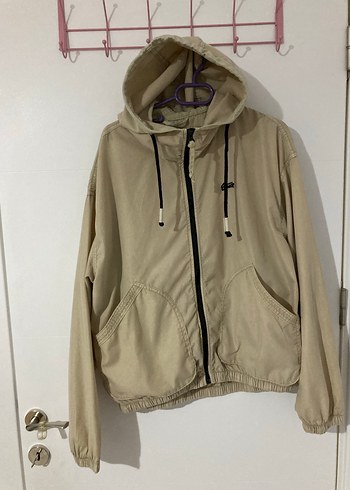 Bej Kapüşonlu Fermuarlı Erkek Ceket - Görsel 2