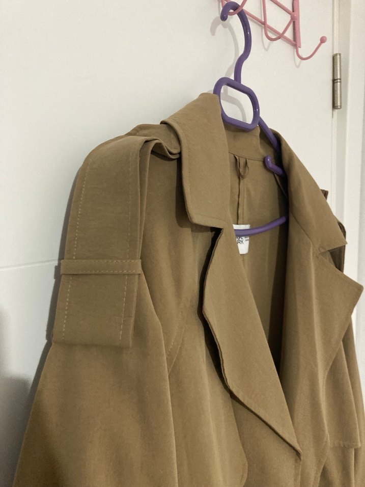 PAULMARK Bej, Kuşaklı Uzun Kadın Trençkot - Görsel 5