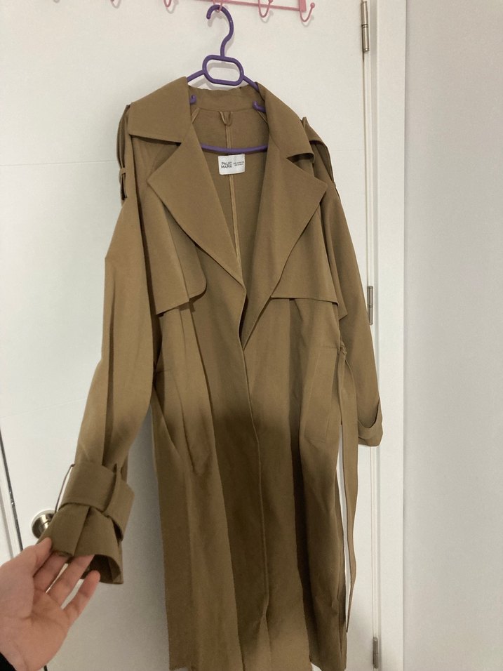 PAULMARK Bej, Kuşaklı Uzun Kadın Trençkot - Görsel 3