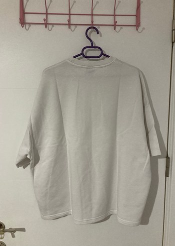 Erkek Beyaz Keten Oversize Tişört - Görsel 2