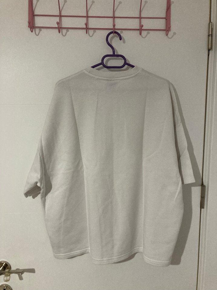 Erkek Beyaz Keten Oversize Tişört - Görsel 2