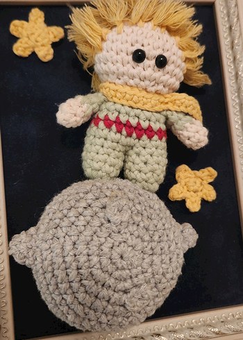 Çerçeveli El Yapımı 3 Boyutlu Örgü Küçük Prens Duvar Aksesuarı - Görsel 4