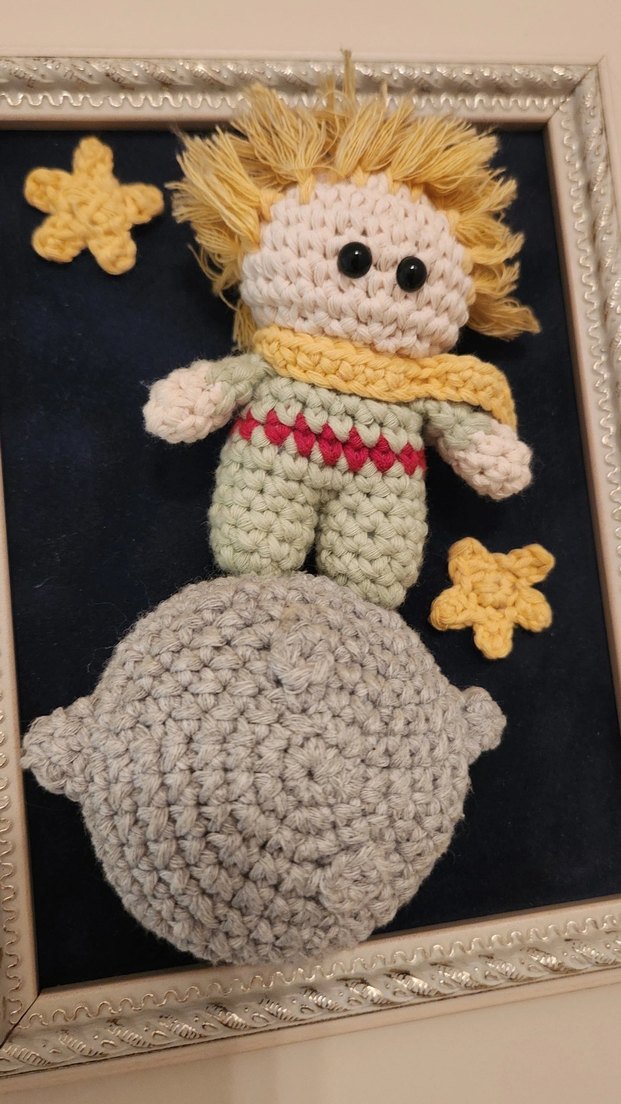 Çerçeveli El Yapımı 3 Boyutlu Örgü Küçük Prens Duvar Aksesuarı - Görsel 4