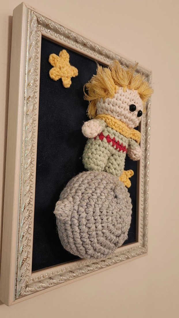 Çerçeveli El Yapımı 3 Boyutlu Örgü Küçük Prens Duvar Aksesuarı - Görsel 3