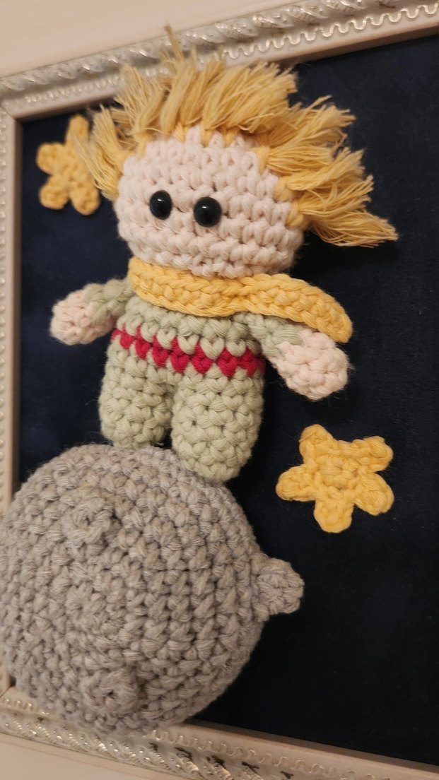 Çerçeveli El Yapımı 3 Boyutlu Örgü Küçük Prens Duvar Aksesuarı - Görsel 2