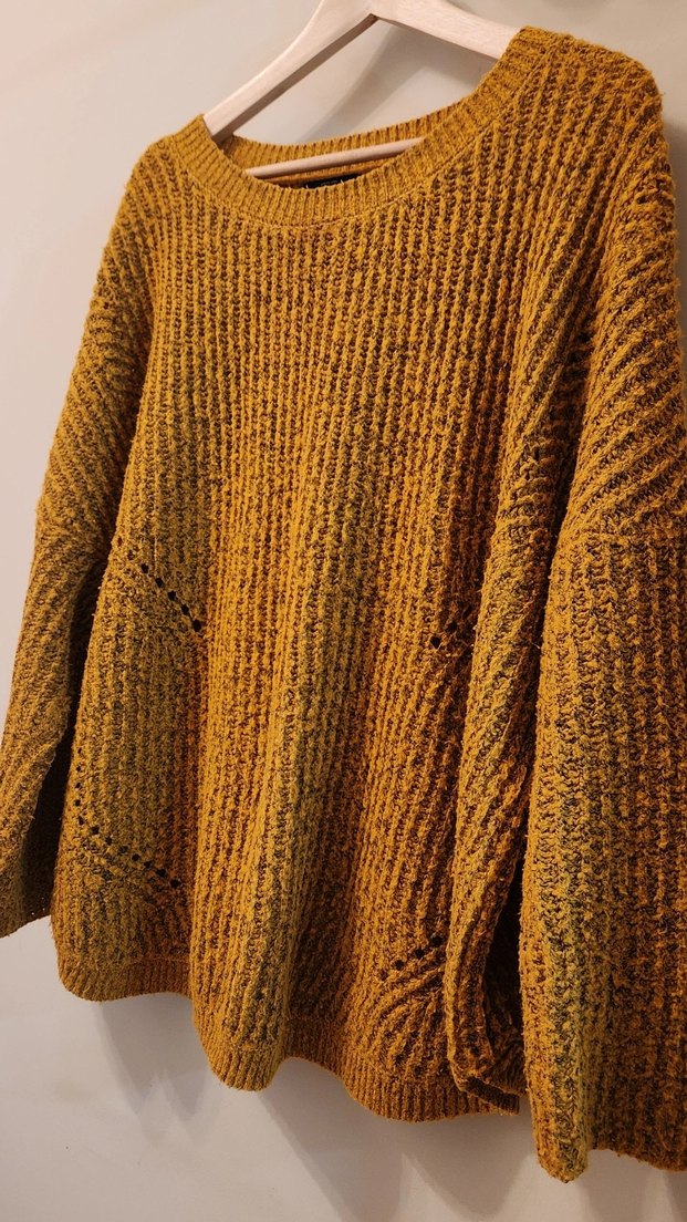 Hardal Renkli Örgü Kadın Kazak - Görsel 2