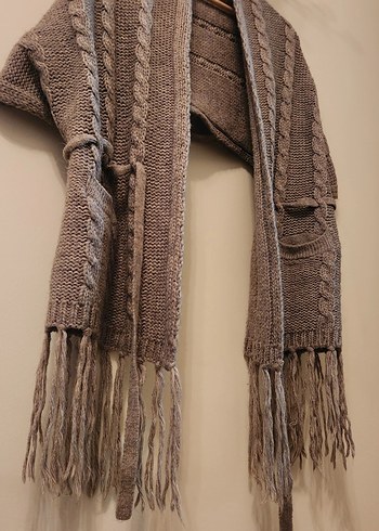 Bej Örgü Koldan Giymeli Kadın Şal - Görsel 5
