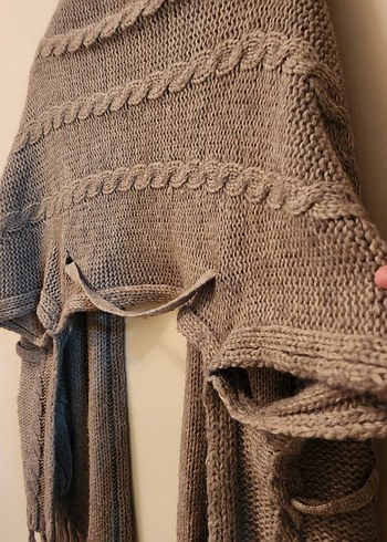 Bej Örgü Koldan Giymeli Kadın Şal - Görsel 6