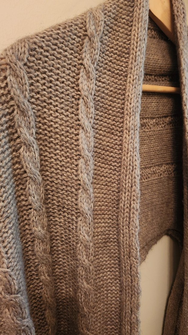 Bej Örgü Koldan Giymeli Kadın Şal - Görsel 4