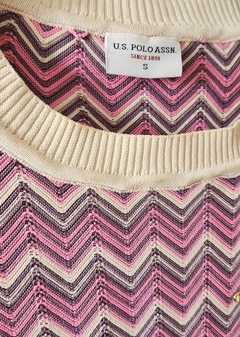 Pembe - Lila - Ekru Renkte Dalgalı Kısa Kollu Kadın Triko - Görsel 4