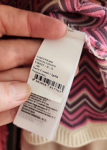 Pembe - Lila - Ekru Renkte Dalgalı Kısa Kollu Kadın Triko - Görsel 9