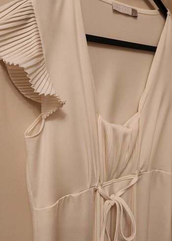 Bej Pilili V Yaka Hamile Bluzu - Görsel 2