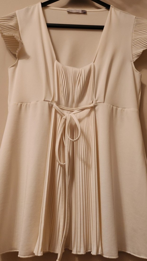 Bej Pilili V Yaka Hamile Bluzu - Görsel 3