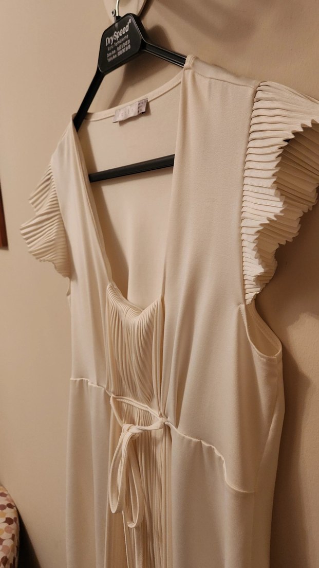 Bej Pilili V Yaka Hamile Bluzu - Görsel 4