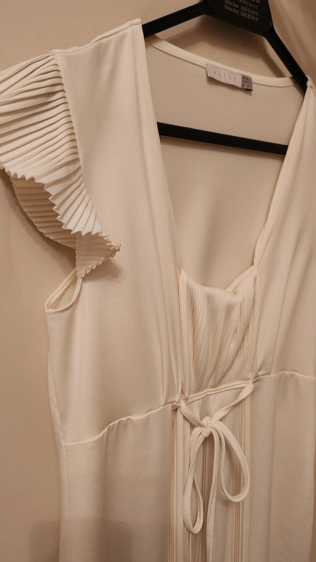 Bej Pilili V Yaka Hamile Bluzu - Görsel 2