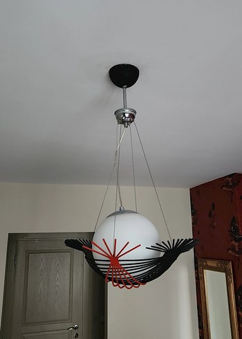 Siyah ve Kırmızı Detaylı Modern Sarkıt Avize - Görsel 5