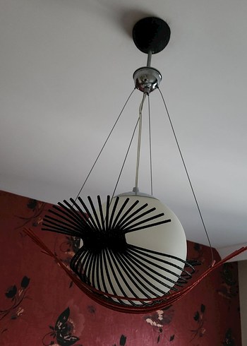 Siyah ve Kırmızı Detaylı Modern Sarkıt Avize - Görsel 6