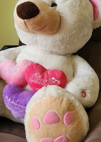 Beyaz Peluş Ayı Oyuncak Kalpli Seni Çok Seviyorum - Görsel 6