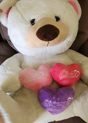 Beyaz Peluş Ayı Oyuncak Kalpli Seni Çok Seviyorum - Görsel 7